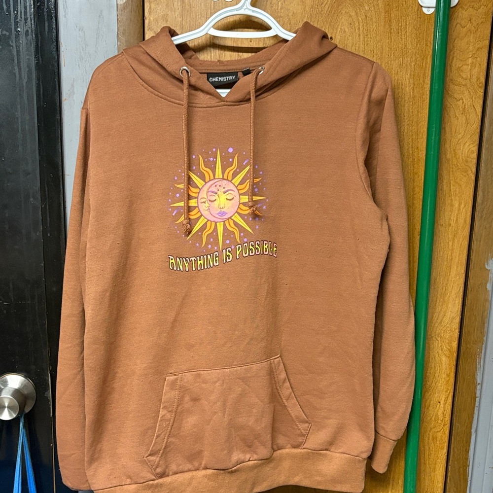 Chemistry Tan Hoodie with Sun Design